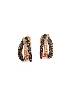 Effy Espresso 14k Rose Gold Cognac And White Earrings, 0.52 Tcw