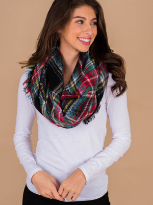 Autumn Air Navy And Red Plaid Blanket Scarf