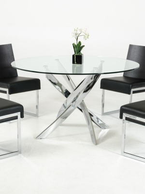 Pyrite Modern Round Glass Dining Table