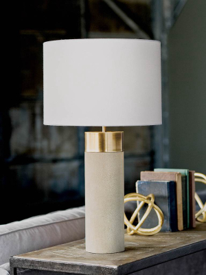 Harlow Ivory Grey Shagreen Cylinder Table Lamp