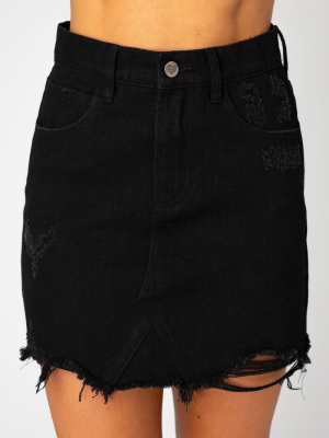 Buddylove Sharon Distressed Mini Skirt - Black