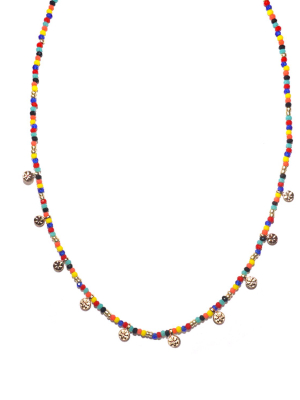 Mini Disc Beaded Short Necklace