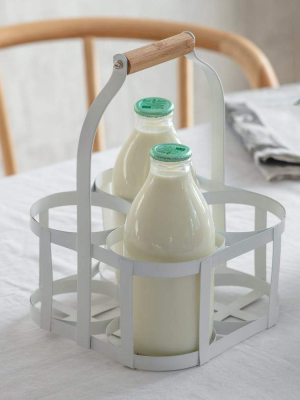 White Steel Milk Bottle Holder