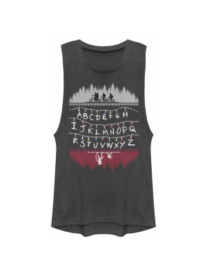 Junior's Stranger Things Alphabet Lights Festival Muscle Tee