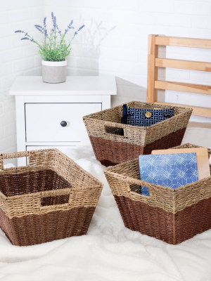 Honey-can-do 3pc Nested Rectangle Baskets Brown