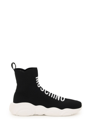 Moschino Logo Intarsia High-top Sock Sneakers