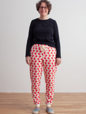 Adult Sweatpants - Hearts Red & Pink