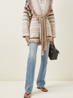 Lost In A Forest Fringed Embroidered Cashmere Cardigan