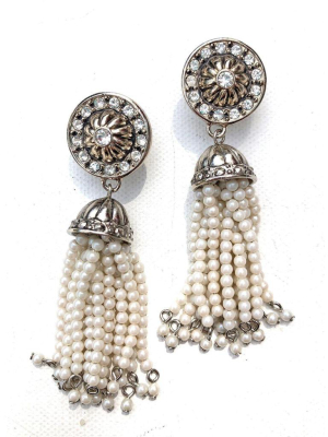 Vintage Avon Art Deco Style Pearl Tassel Earrings
