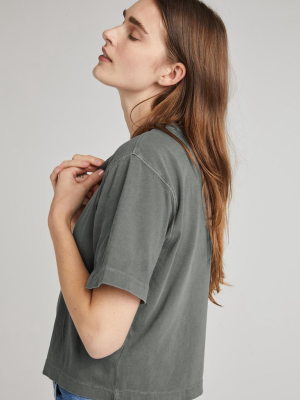 Relaxed Crop Tee In Gunmetal