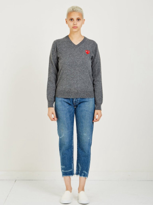 Red Heart Play V-neck Sweater