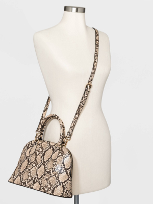 Zip Closure Snake Print Dome Satchel Handbag - A New Day™