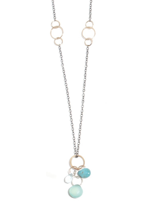 Aquamarine, Turquoise, And Green Chalcedony Drop Neckalce