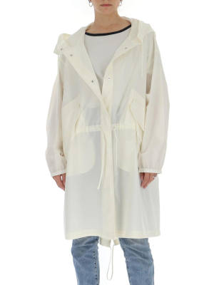 Jil Sander Logo Printed Hooded Coat