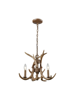 Elk 3-light Chandelier In Wood Brown