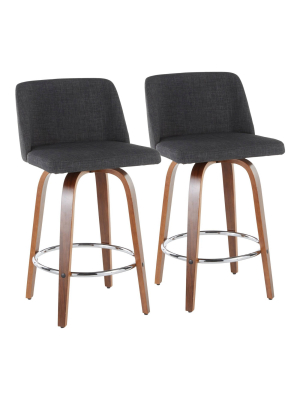 Set Of 2 Toriano Mid-century Modern Counter Height Barstools - Lumisource