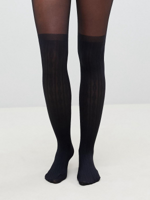 Asos Design Recycled Cable Over The Knee Tights With Control Top