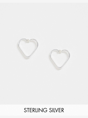 Kingsley Ryan Cut Out Heart Stud Earrings In Sterling Silver