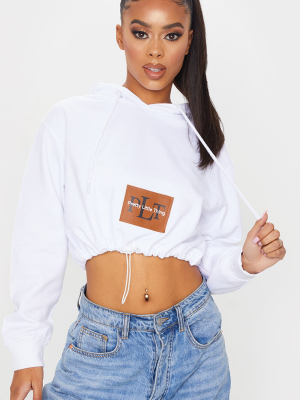 Prettylittlething White Pocket Toggle Crop Hoodie