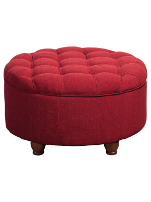 Tufted Round Cocktail Storage Ottoman Red - Homepop