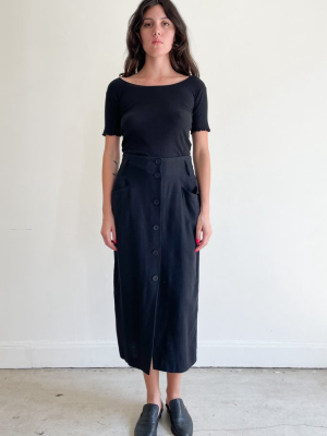 Linen Front Button Skirt