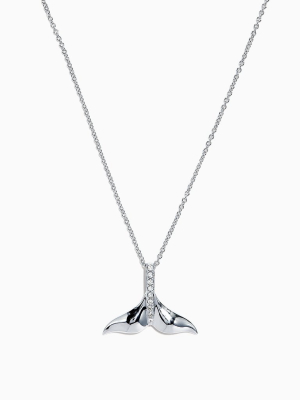 Effy Seaside 14k White Gold Diamond Whale's Tail Pendant, 0.05 Tcw