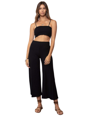 Rib Wide Leg Pant