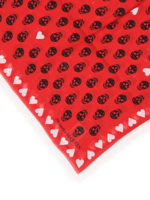 Alexander Mcqueen Skull Heart Print Scarf