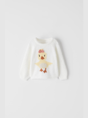 Faux Fur Duckling Sweater