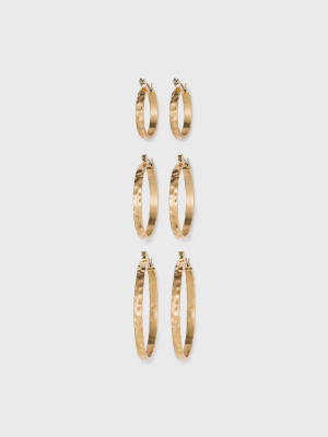 Textured Multi Click Top In Worn Gold Hoop Earring Set 3pc - Universal Thread™ Gold