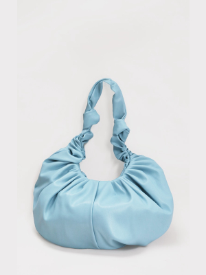 Baby Blue Large Ruched Shoulder Bag