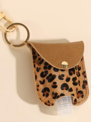 Animal Print Calf Hair Mini Sanitizer Holder With Snap Button Closure