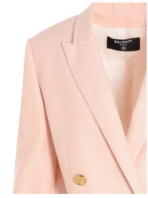 Balmain Double Breasted Checkered Boyfriend Jacket