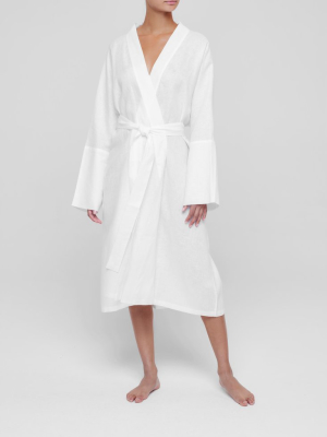 Athens White Linen Robe