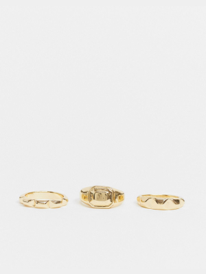 Designb Ring 3 Pack In Gold