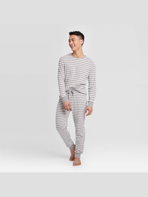 Men's Striped Pajama Set - Gray