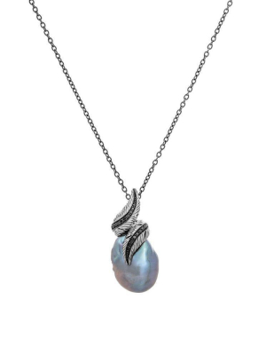 Feather Necklace With Pearl And Diamonds