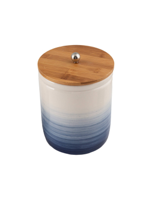 Ceramic Medium Ombre Canister With Wood Lid Blue - Thirstystone