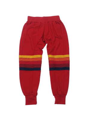 Kid's Moto Stripe Sweatpants - Cherry // Red Stripes