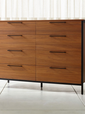 James Walnut With Black Frame 8-drawer Dresser With Power Outlet