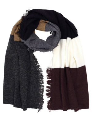 Colorblock Scarf W/side Fringe