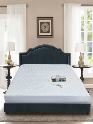 Damask Dual Action Mattress Pad (stain & Water Repel) White - Blue Ridge Home Fashions