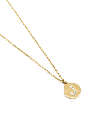 Crystal Initial Necklaces - Gold