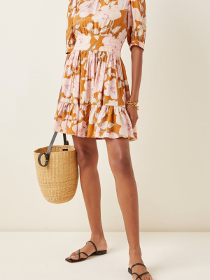 Delicate Floral-print Crepe Mini Dress