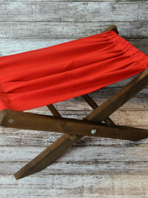 Rustic Deck Chair - Red Canvas - Interchangeable