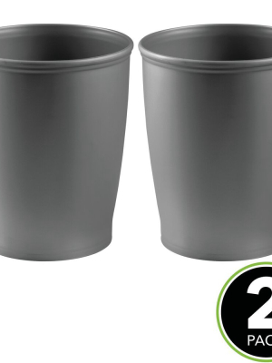 Mdesign Modern Plastic Round Small Trash Can Wastebasket, 2 Pack