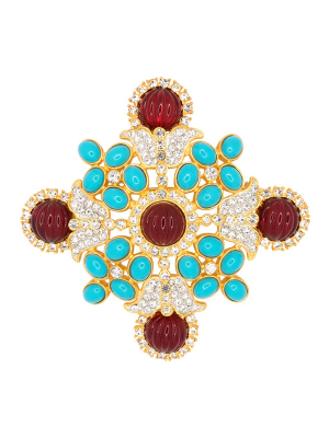 Gold And Crystal Maltese Cross Pin