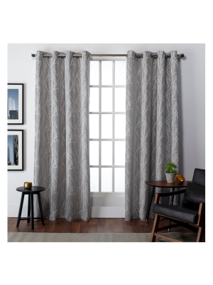 Set Of 2 Finesse Faux Linen Room Darkening Window Curtain Panels - Exclusive Home