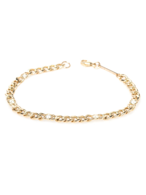 14k Medium Curb Chain Bracelet With 5 Floating Diamonds