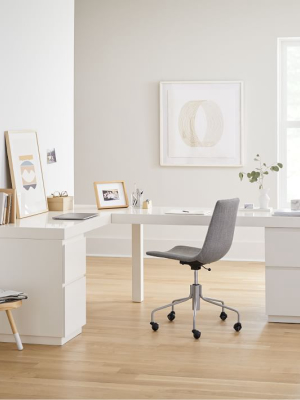 Parsons L-shaped Desk & 2 File Cabinet Set